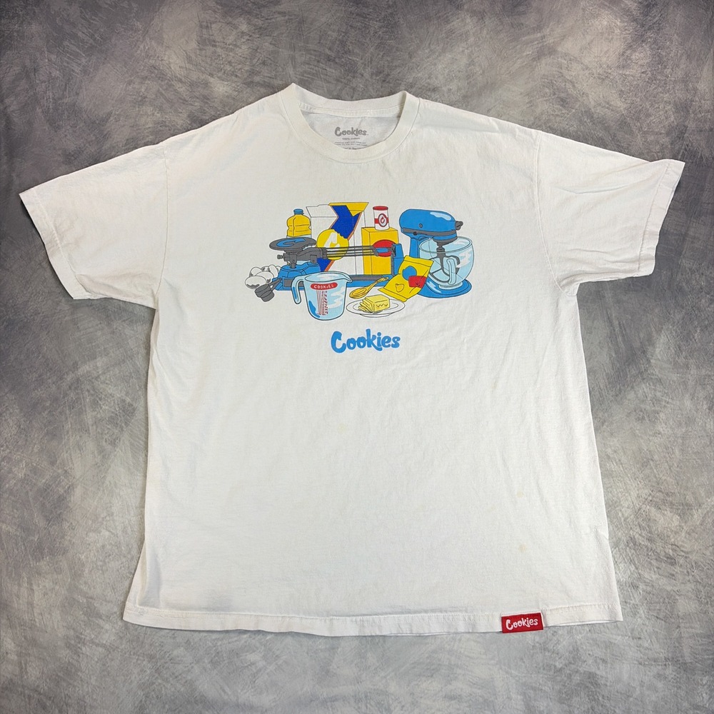 Cookies T Shirt Mens XL White Graphic Baking Kitchen Streetwear Short Sleeve